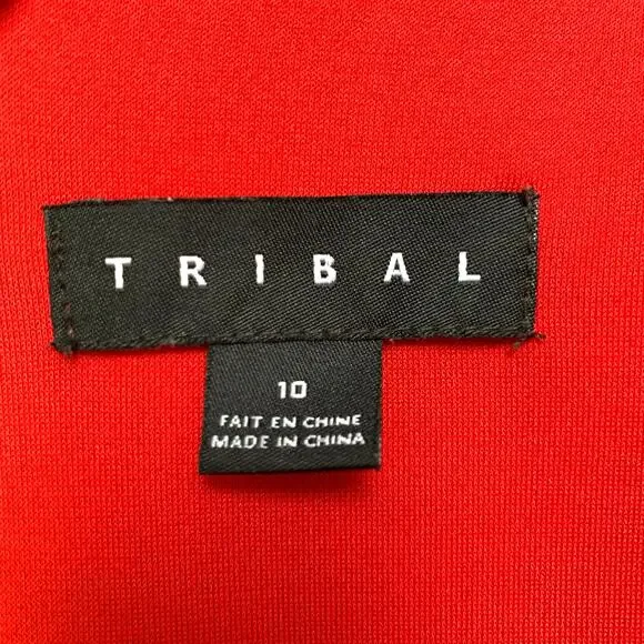 Tribal Red Long Sleeve Dress Size 10 - Picture 6 of 6